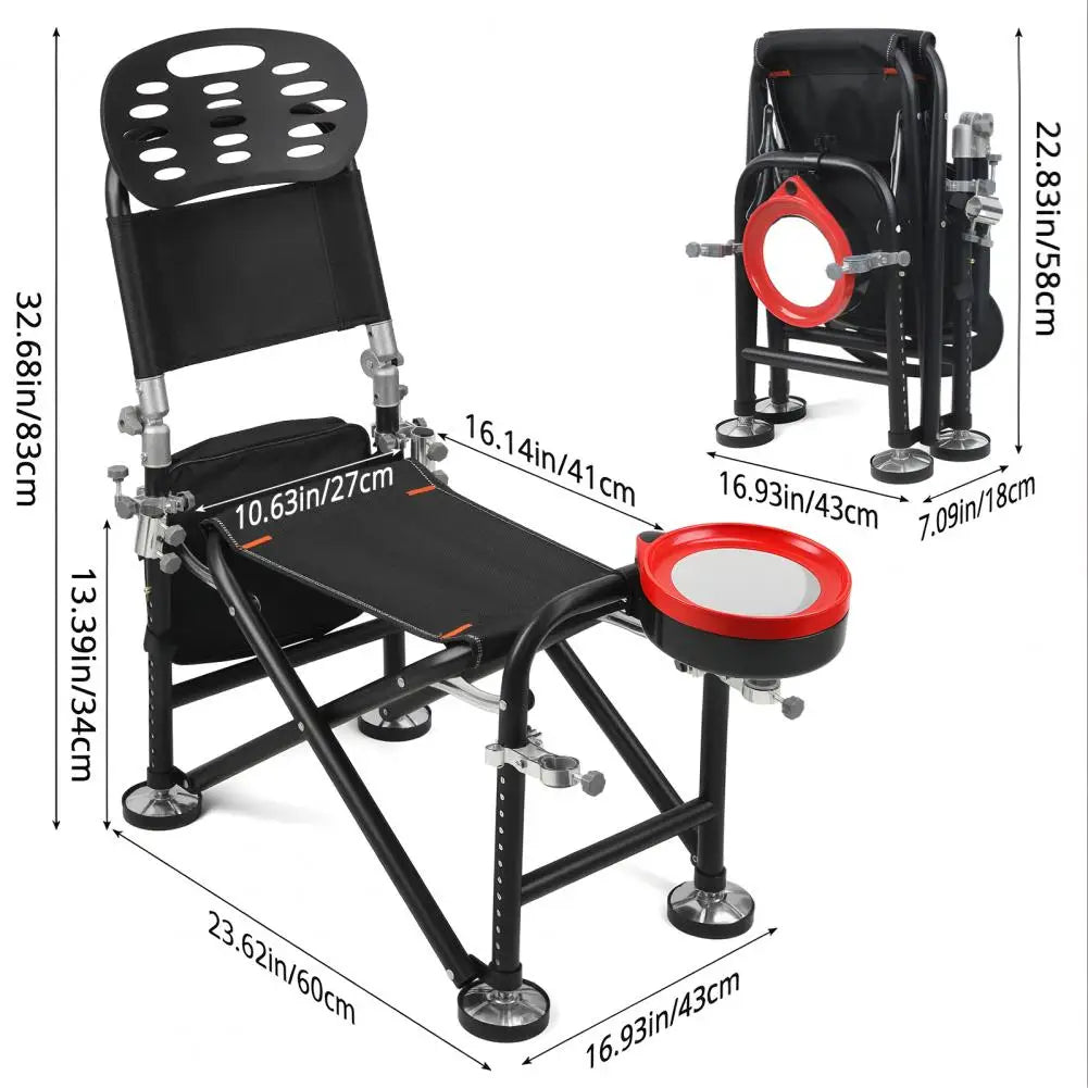 Foldable Fishing Chair With Backrest And Rod Holder Portable