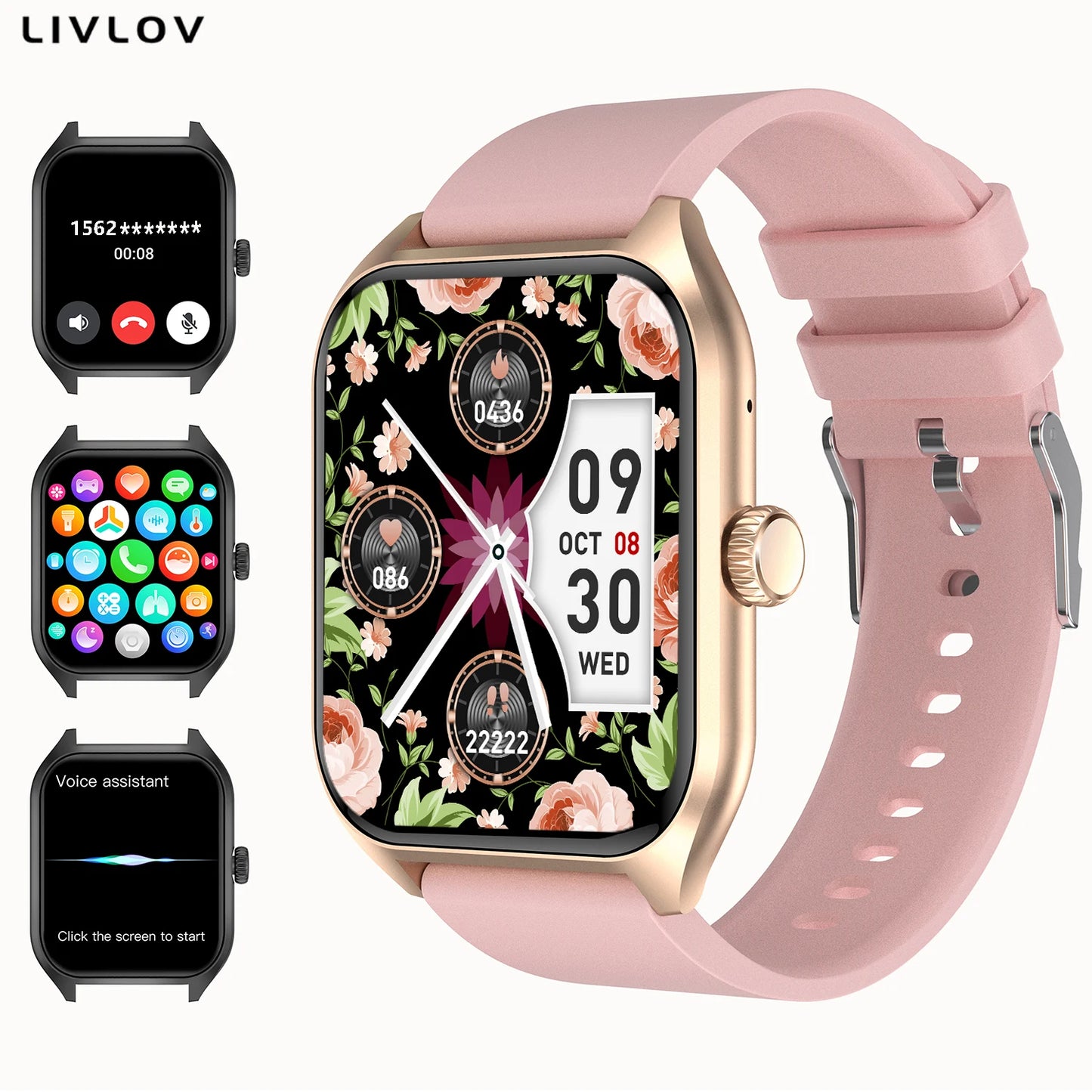 LIVLOVCP AI Voice Assistant Smartwatch With Heart Rate Monitor