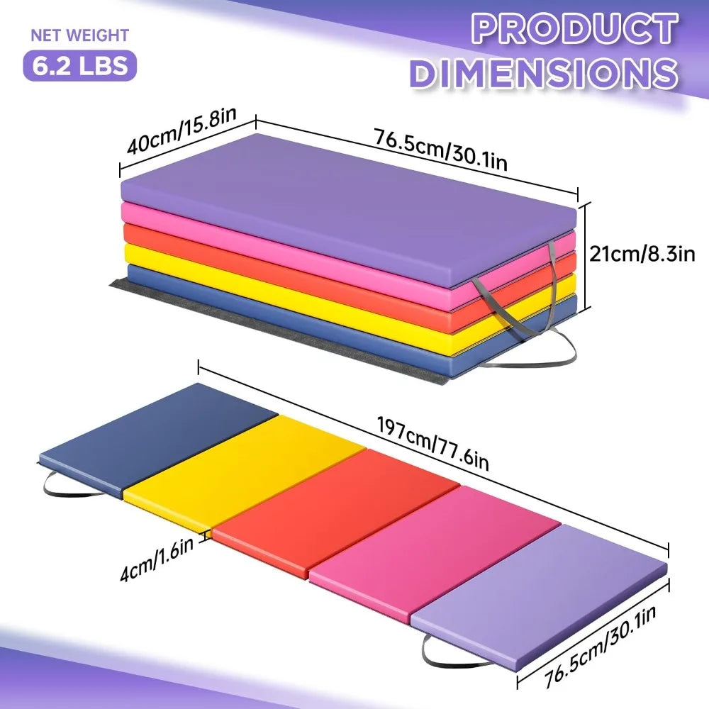Gymnastics Tumbling Mat Portable Foldable For Yoga And Training