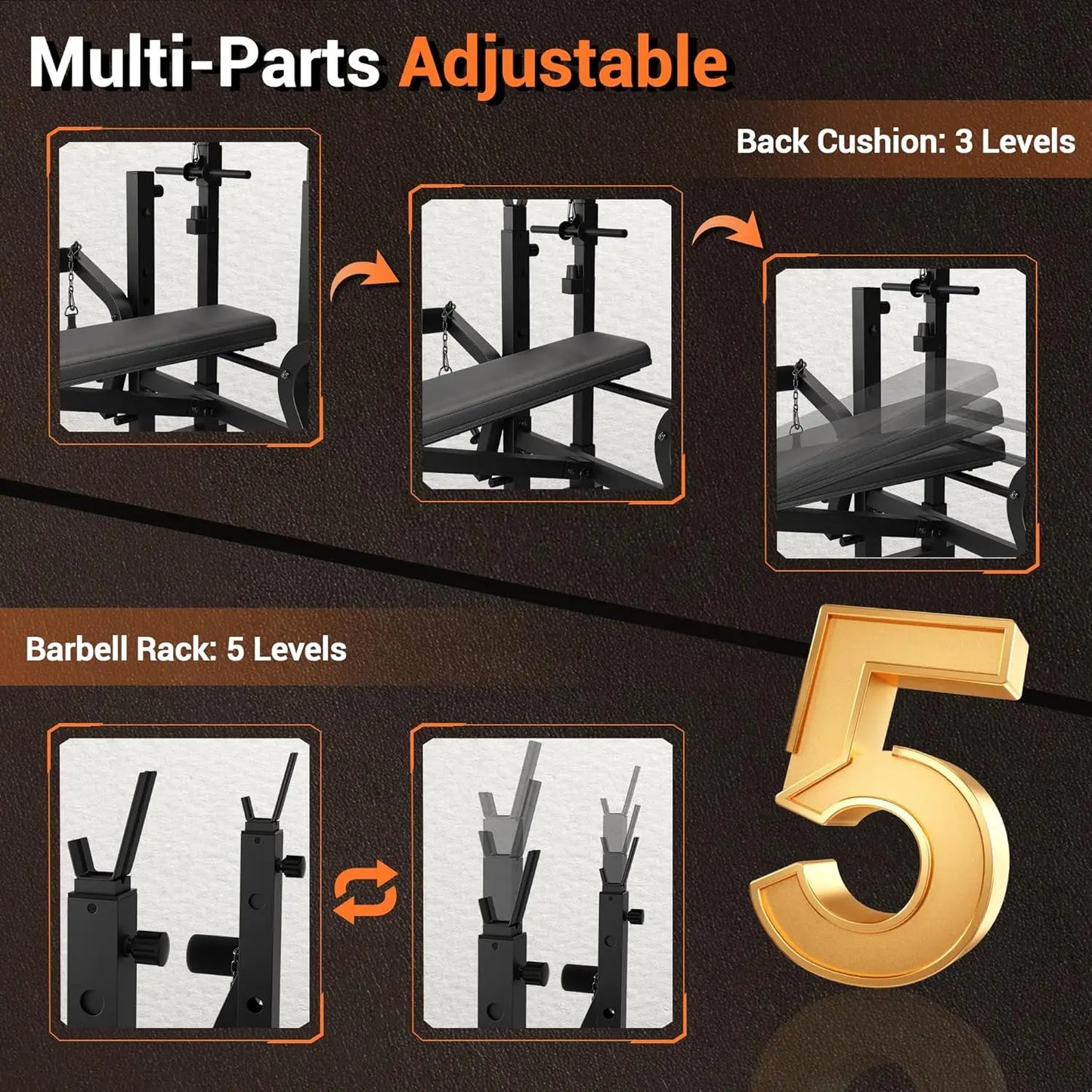 HiMISS 7 In 1 Strength Training Bench With Squat Rack