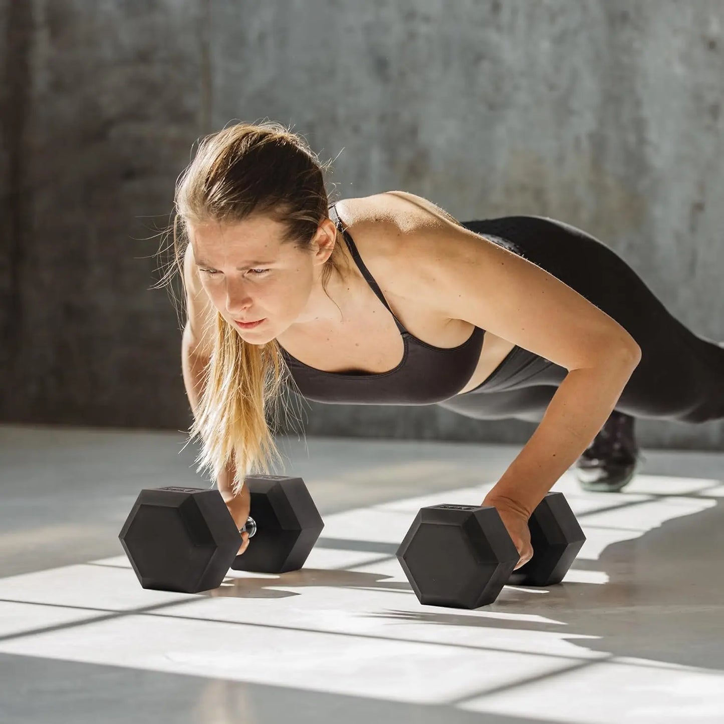 Hex Rubber Coated Dumbbells For Home Gym Exercises