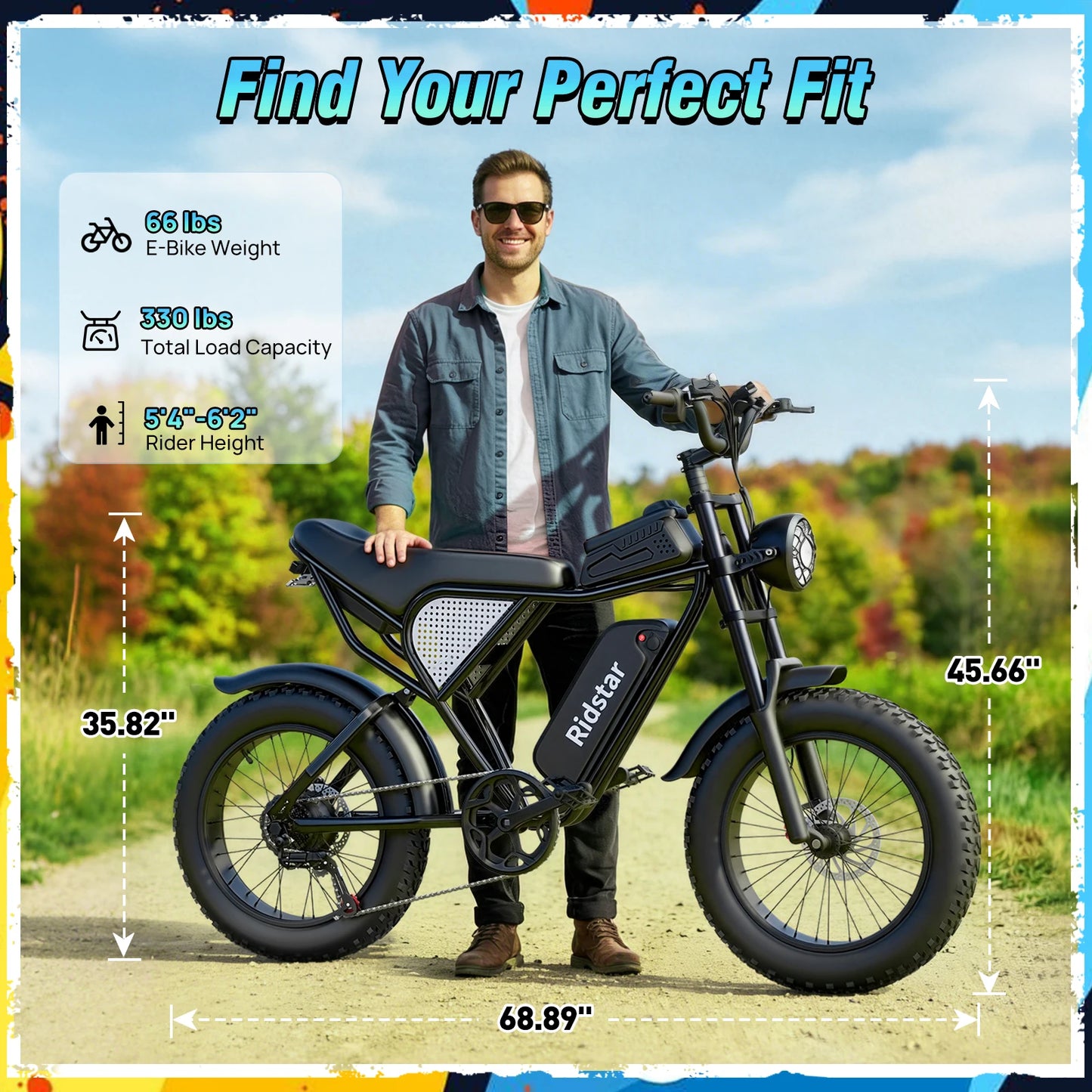 RIDSTAR MINI30 1500W Electric Bike for Adults Fat Tire Mountain