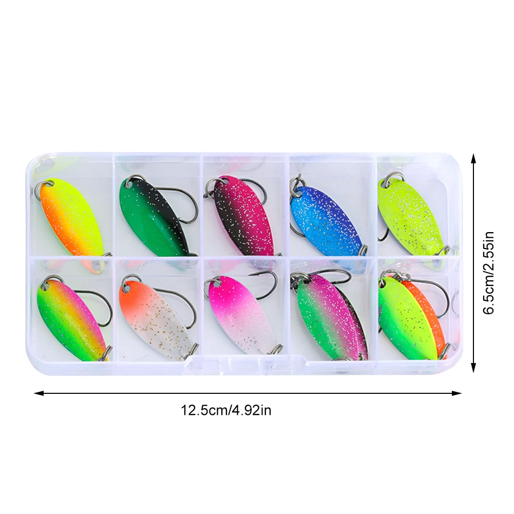 12Pcs Realistic Trout Spinner Lure Set With Single Hook