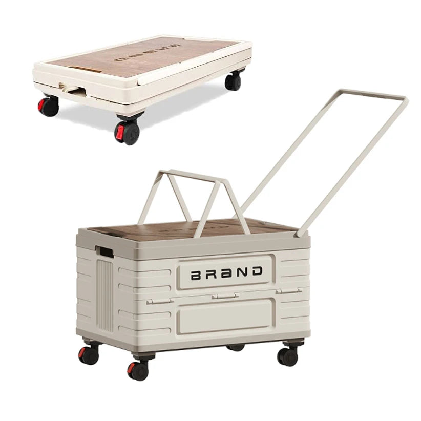 360 Rotating Foldable Storage Cart Heavy Duty Mobile Organizer