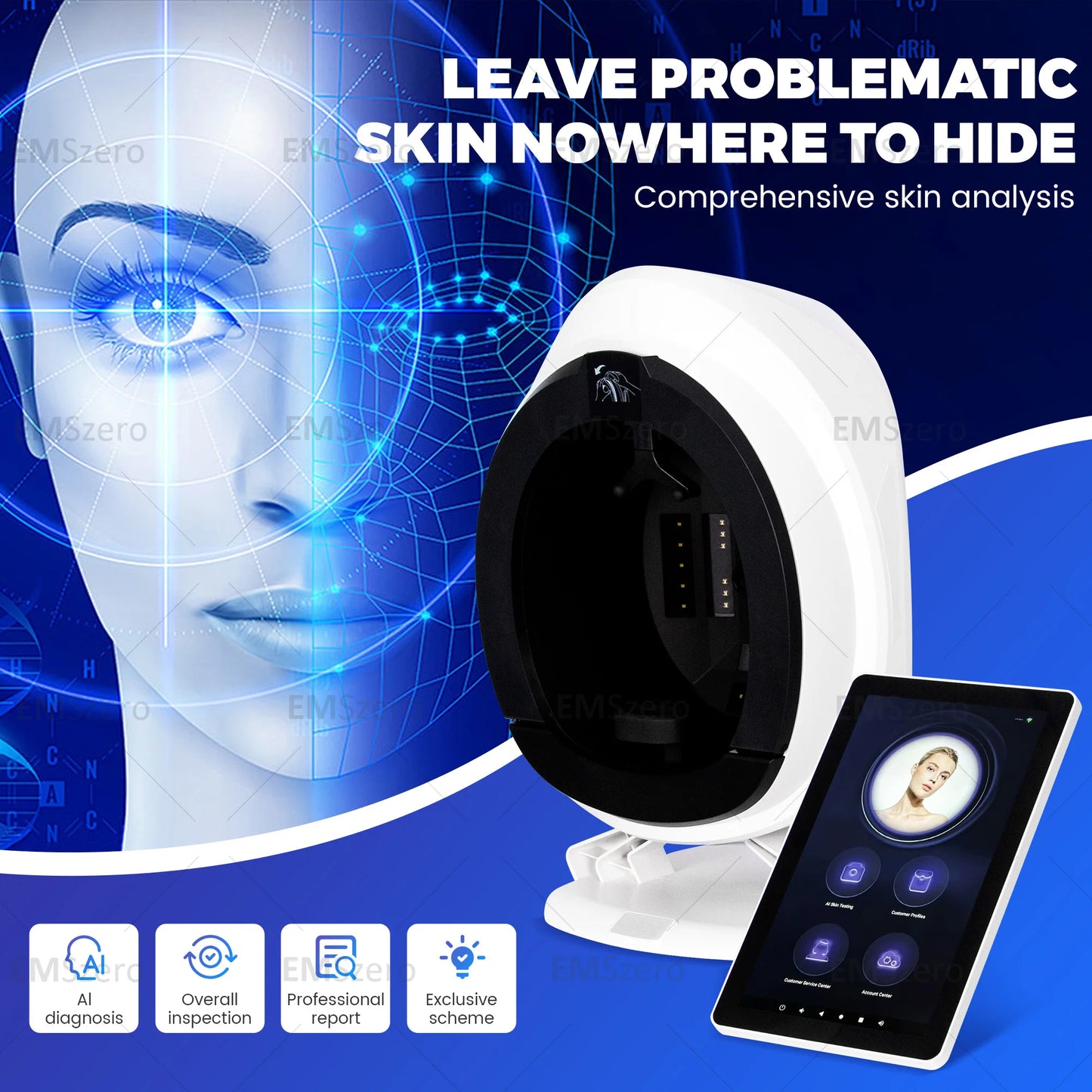 3D Skin Analysis Mirror With 10 Spectra Face Scanner
