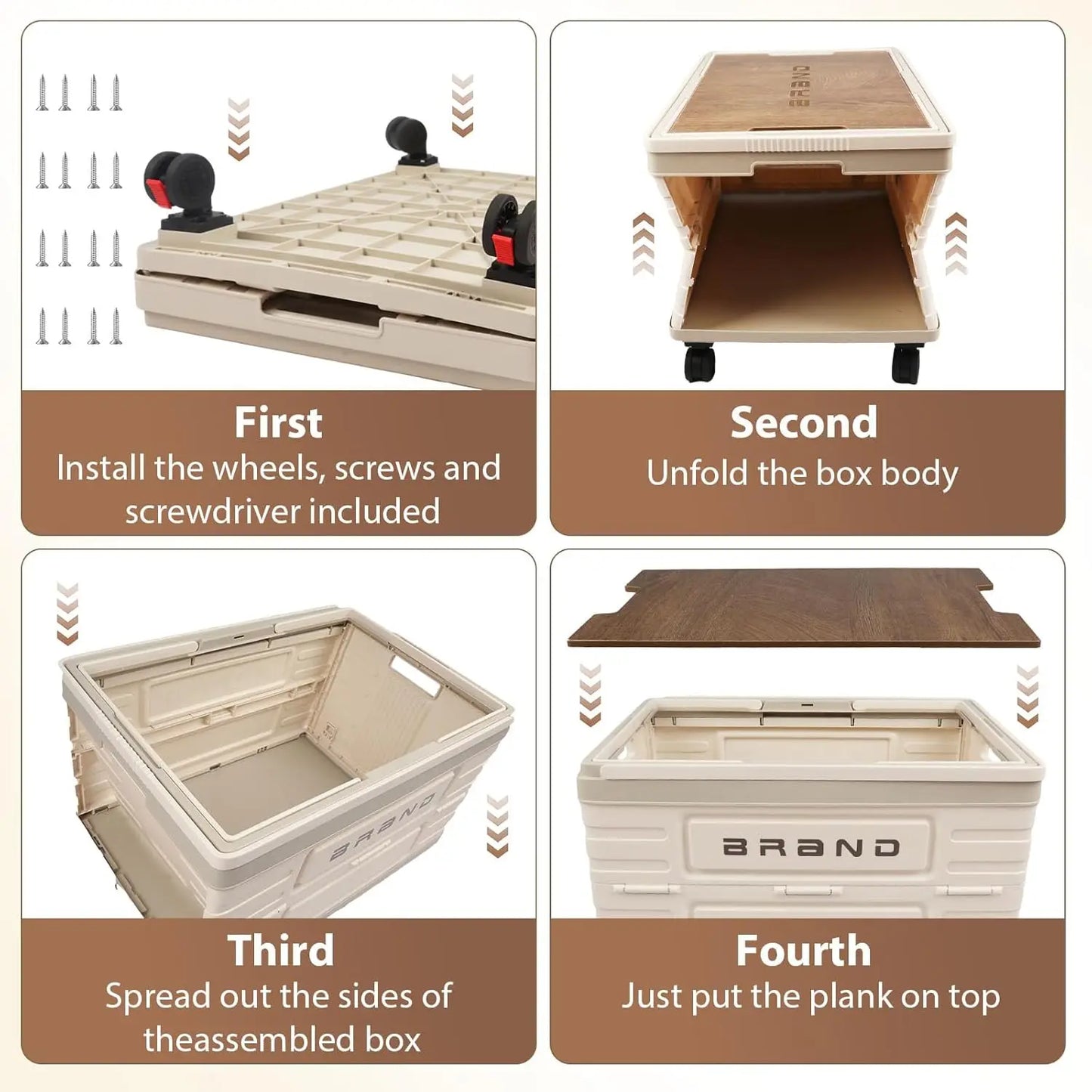 360 Rotating Foldable Storage Cart Heavy Duty Mobile Organizer