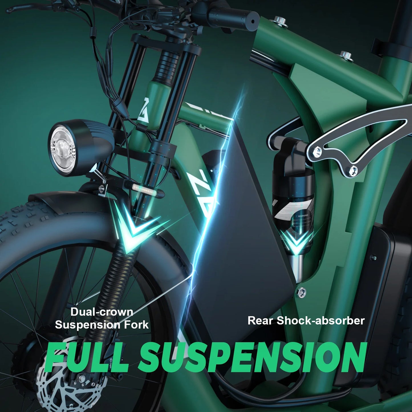 ZEEGRC S1 Electric Mountain Bike 52V Dual Motor Full Suspension