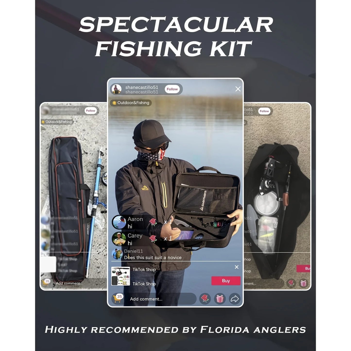 Ghosthorn Fishing Rod And Reel Combo Telescopic Pole Kit