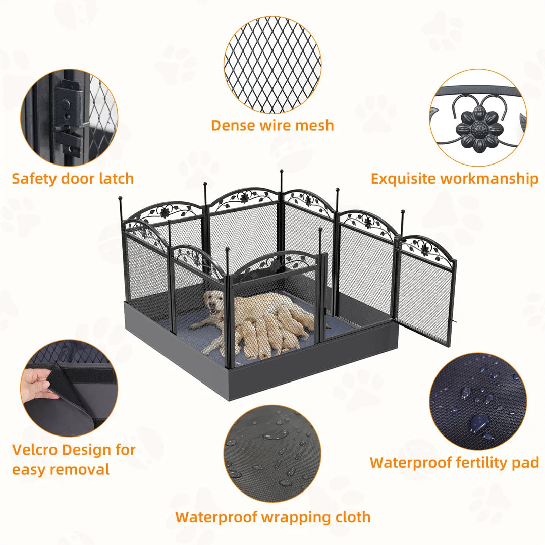BINGOPA 8 Panel Heavy Duty Dog Playpen For Indoor Outdoor Use