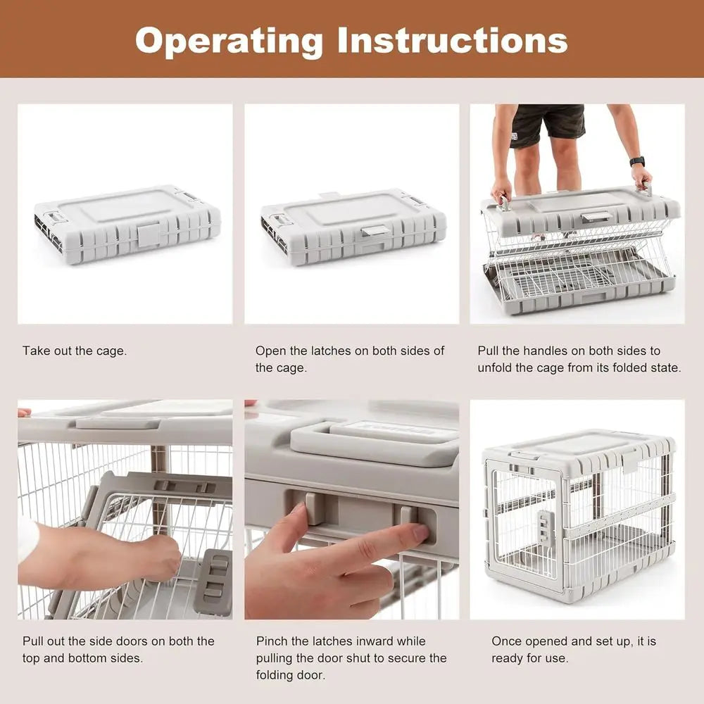 Collapsible Heavy Duty Dog Crate Durable Metal Indoor Outdoor