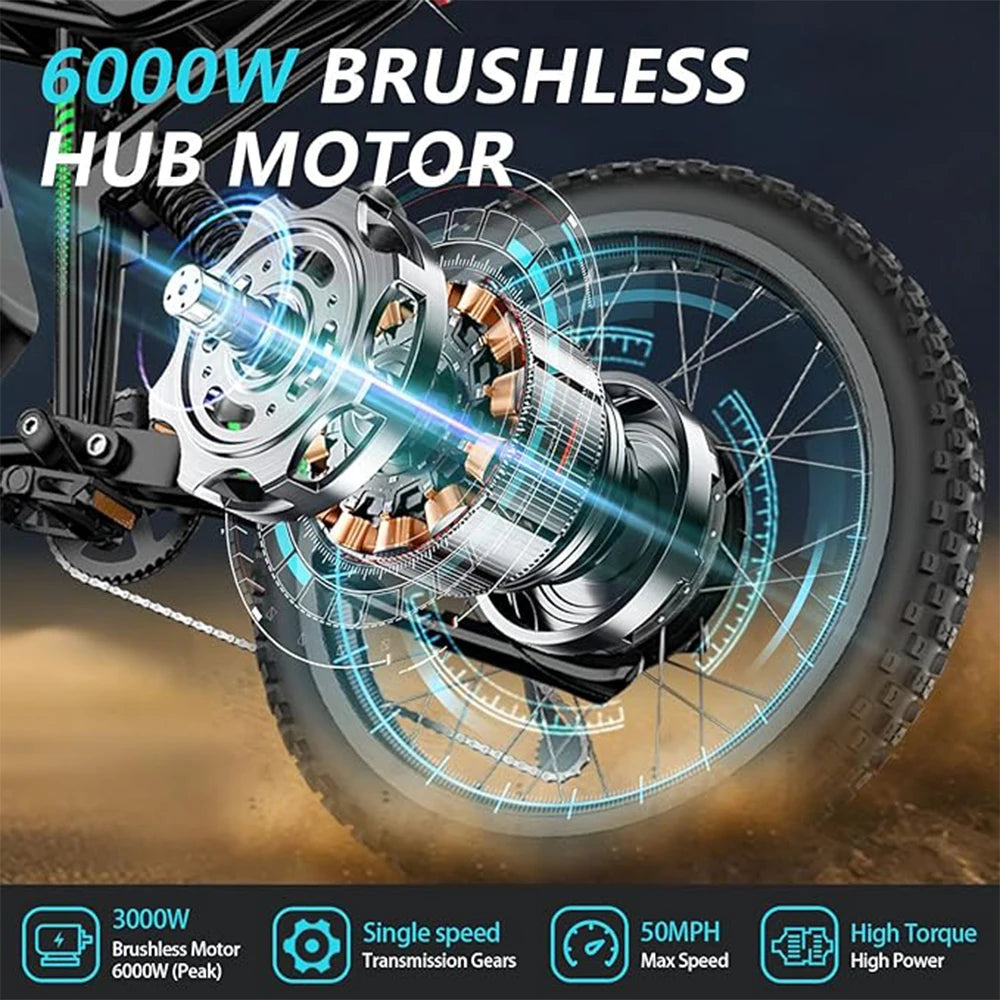 R3 6000W Electric Dirt Bike With 60V 25Ah Battery 50 Miles