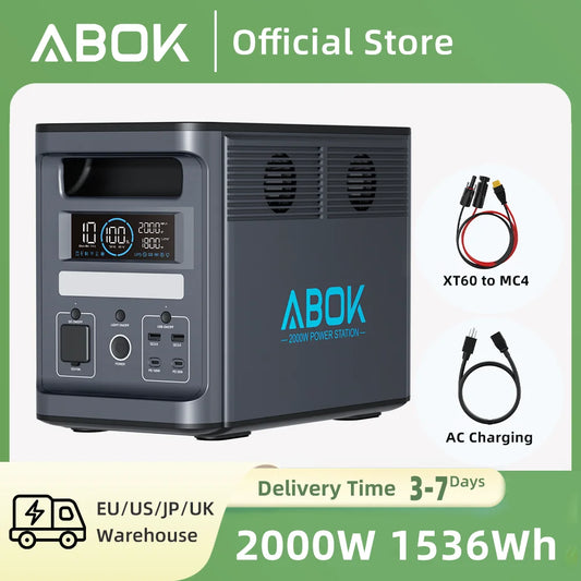 ABOK Ark2000 Portable Power Station 2000W 1536Wh Solar Generator