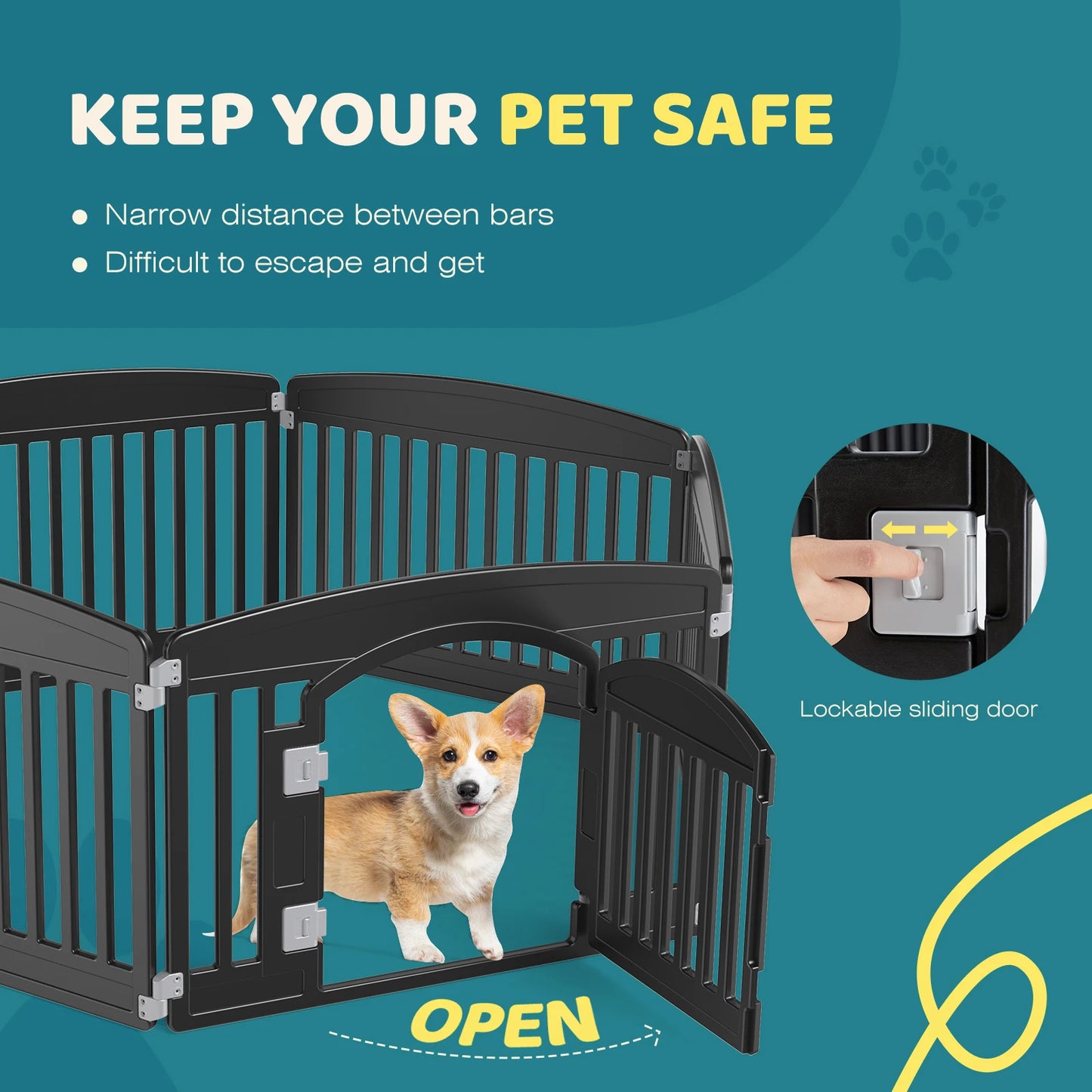 JHK Plastic Dog Playpen Six Panel Expandable Pet Fence
