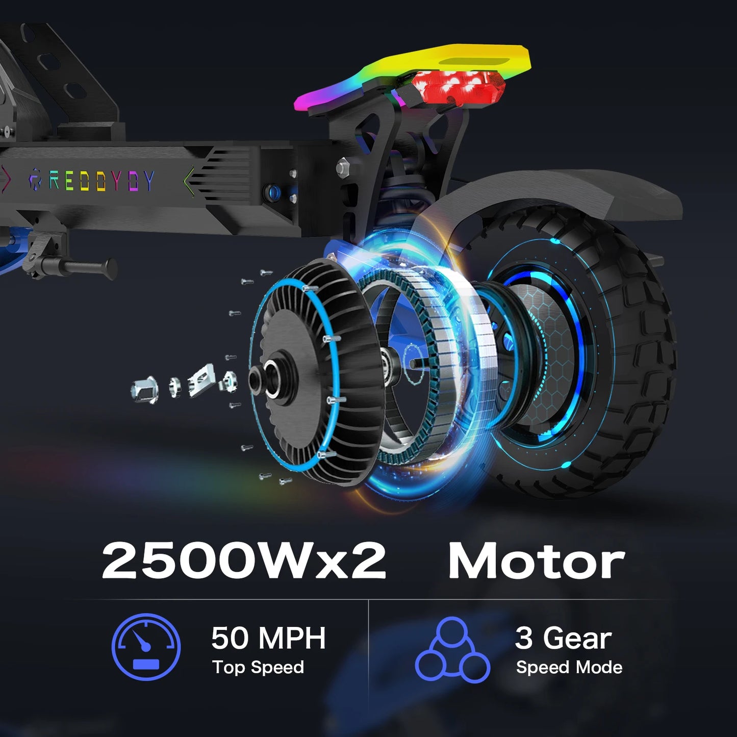 REDDYDY Electric Offroad Scooter 5000W 50 MPH 55 Mile Range