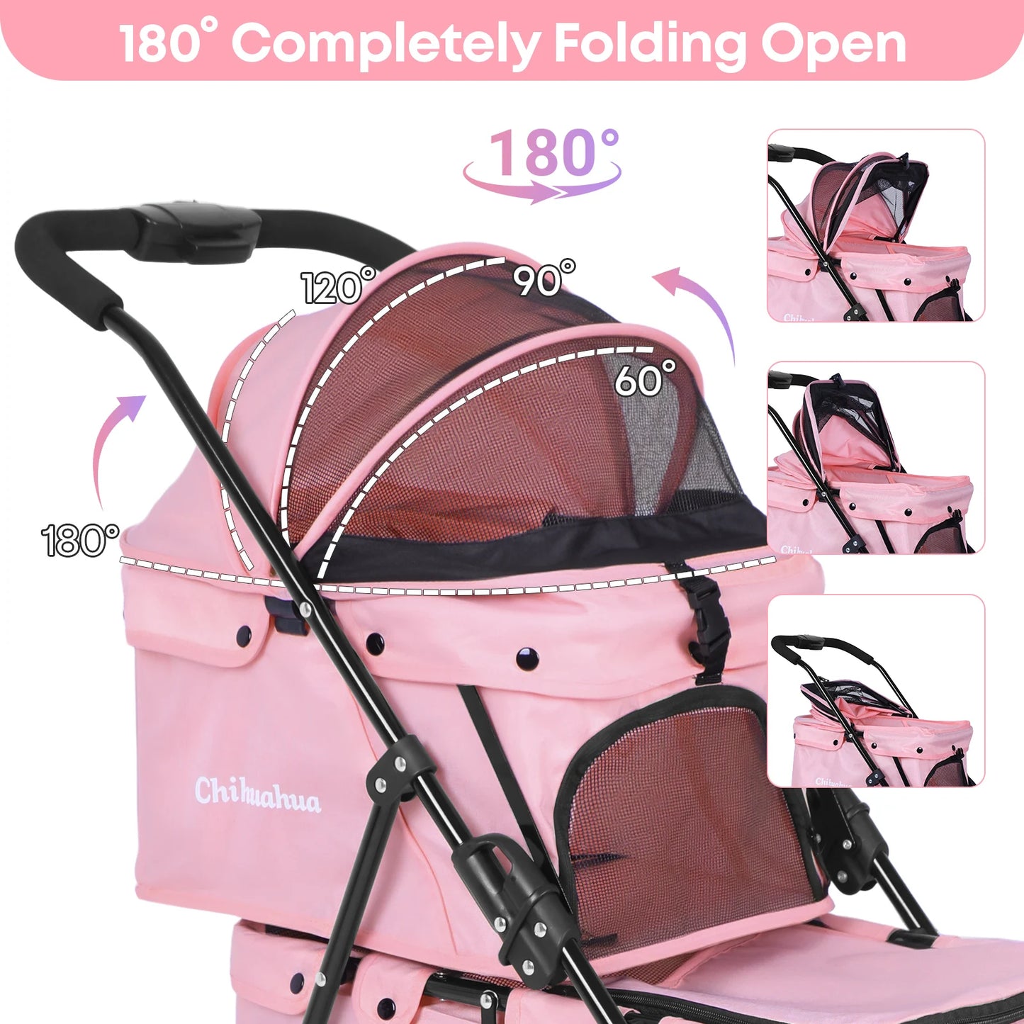 Chihuahua Double Pet Stroller for Dogs and Cats Dual Carrier