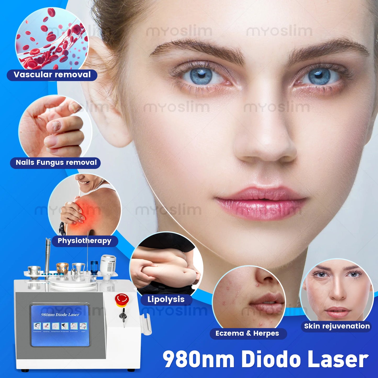 TAIXL 980nm Diode Laser 6 in 1 Skin Therapy System