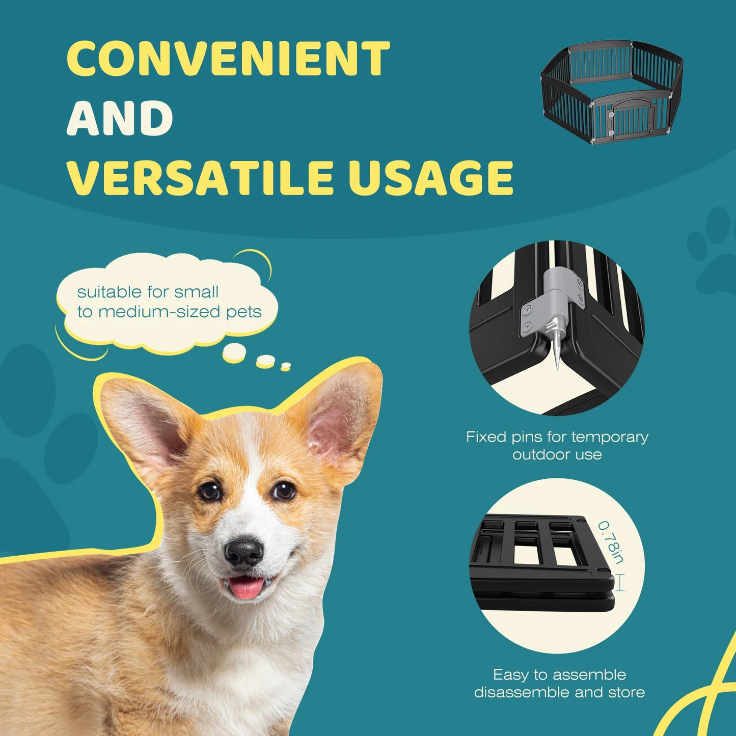 JHK Plastic Dog Playpen Six Panel Expandable Pet Fence