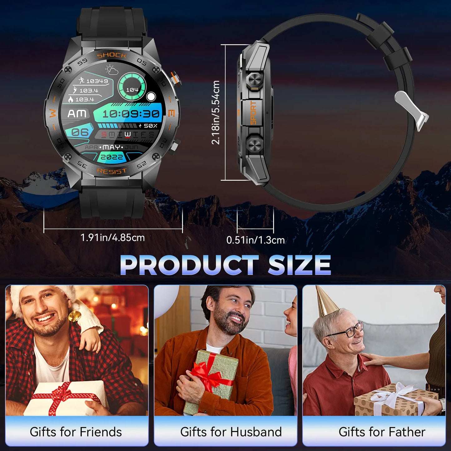 LaNikar Military Smart Watch For Men Fitness Tactical SpO2