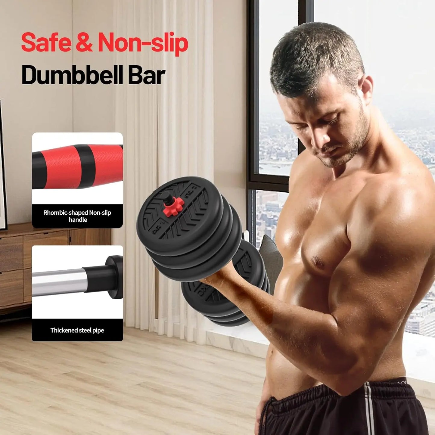 Adjustable Dumbbell Set 20-80lbs For Home Gym