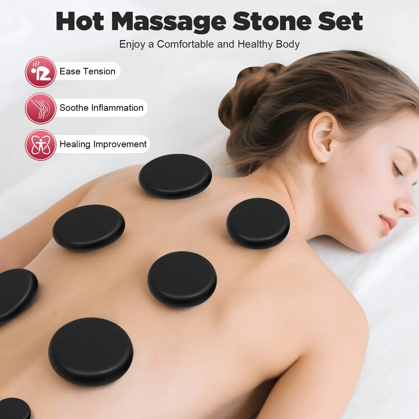 Bymaocar Professional Hot Stone Massage Kit With Heater 20 Basalt Stones