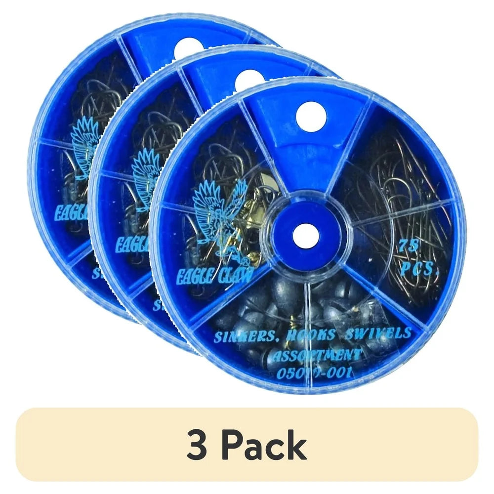 75 Pieces Hook Swivel Sinker Assortment Kit For Bass Fishing