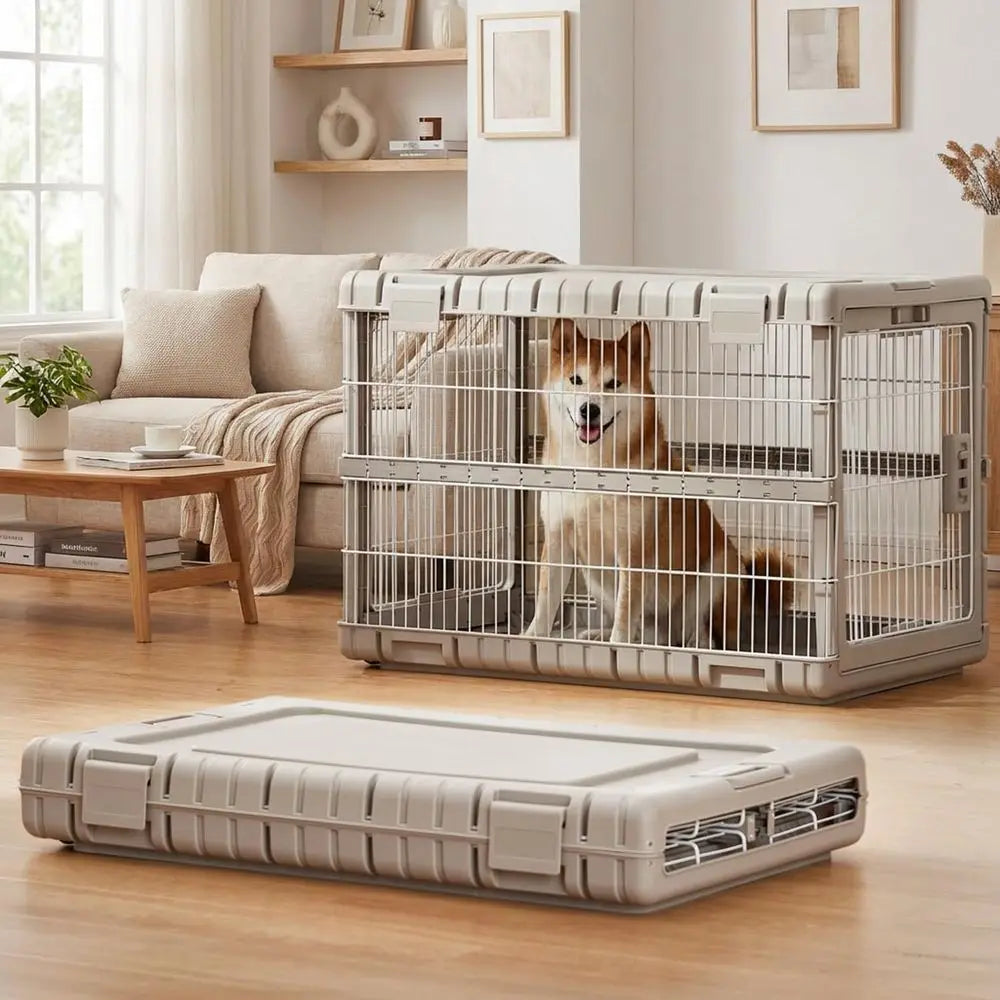Collapsible Heavy Duty Dog Crate Durable Metal Indoor Outdoor