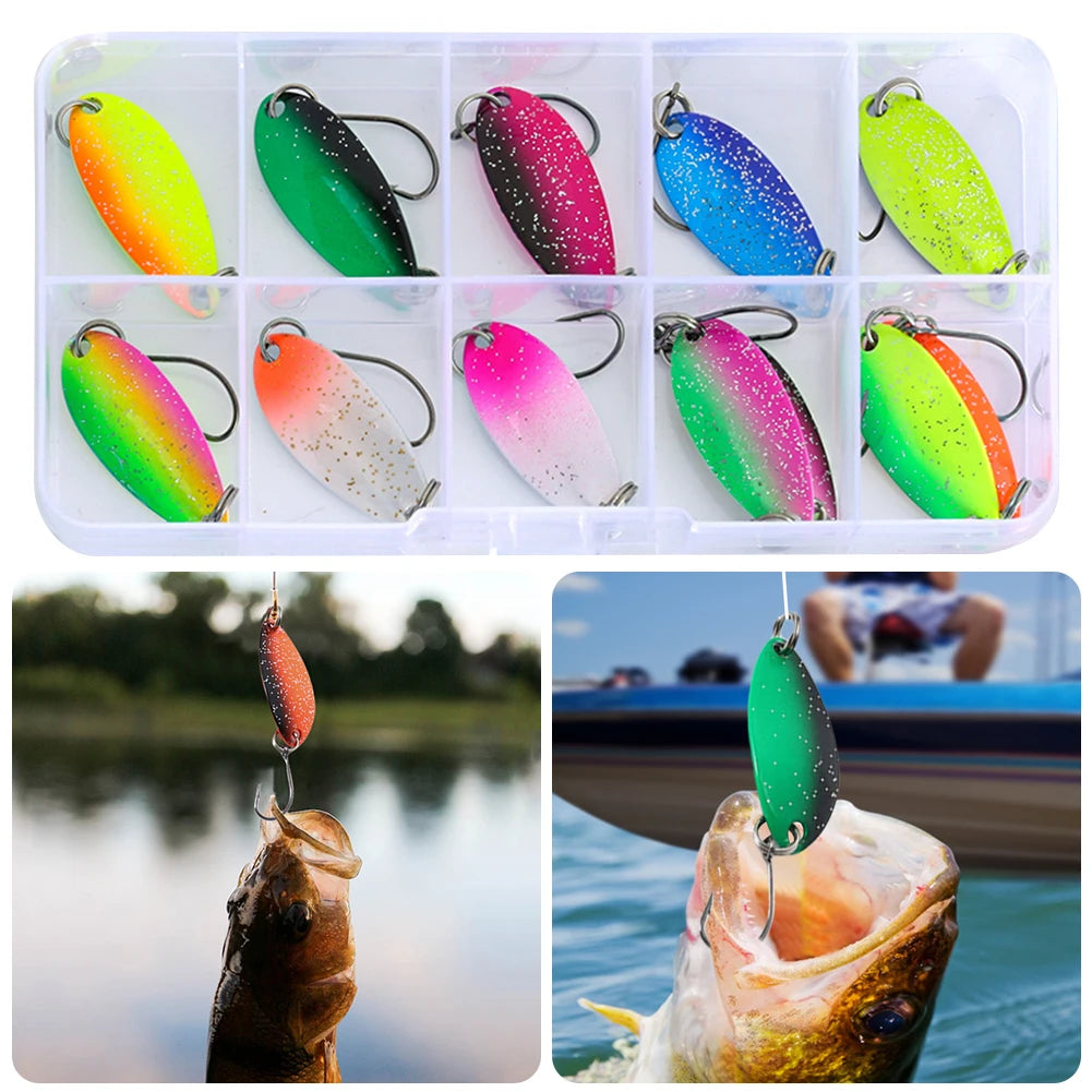 12Pcs Realistic Trout Spinner Lure Set With Single Hook
