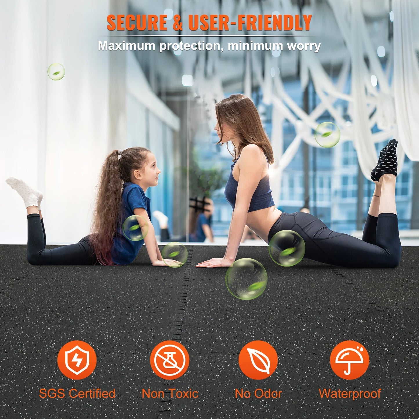 SucceBuy Interlocking Gym Floor Mats EVA Rubber Top Waterproof