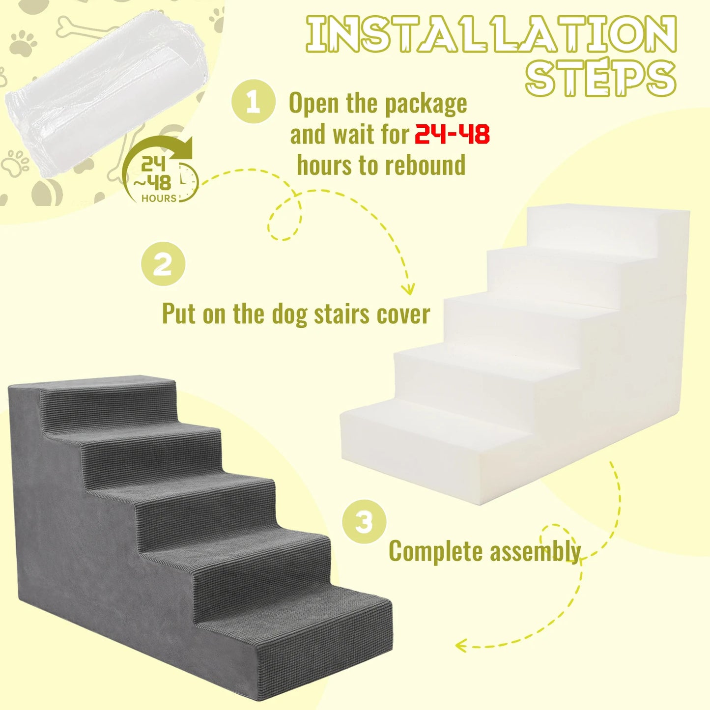 Niubya 4 Tier Pet Stairs Non Slip Foam Steps Deluxe