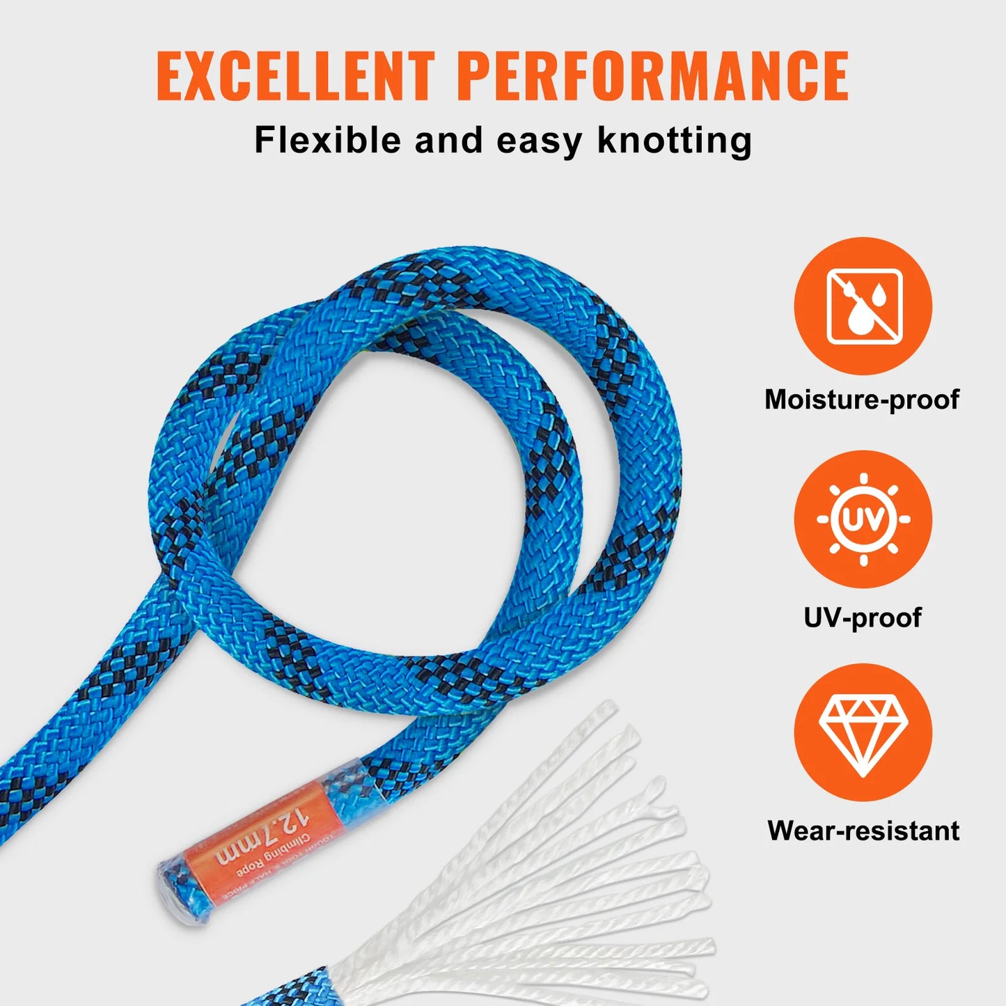 VEVOR Static Climbing Rope With 30 kN Breaking Strength