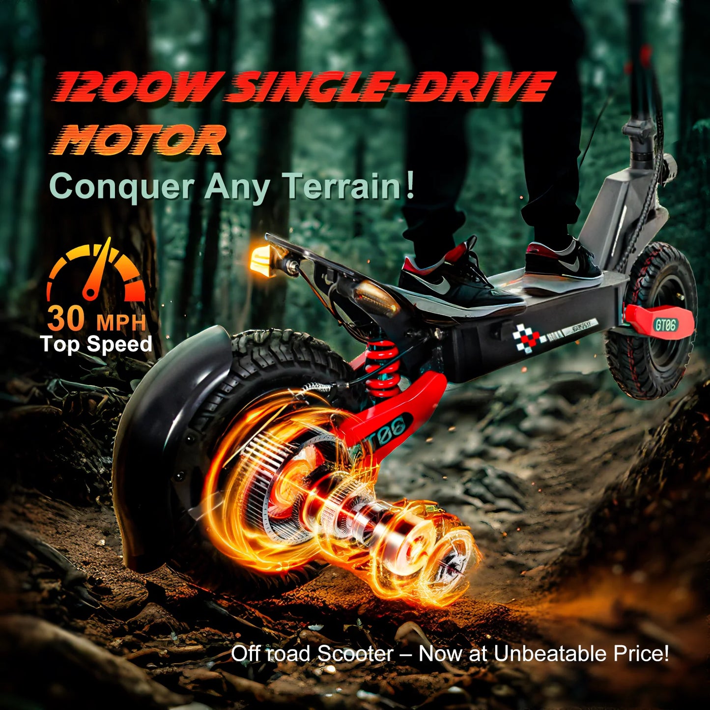 GT06 1200W Electric Scooter With Dual Suspension Off Road
