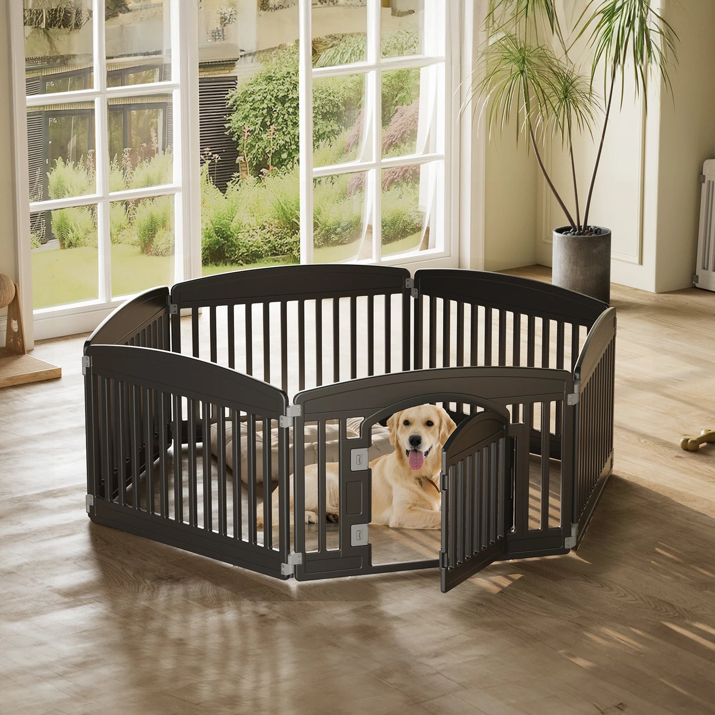 JHK Plastic Dog Playpen Six Panel Expandable Pet Fence