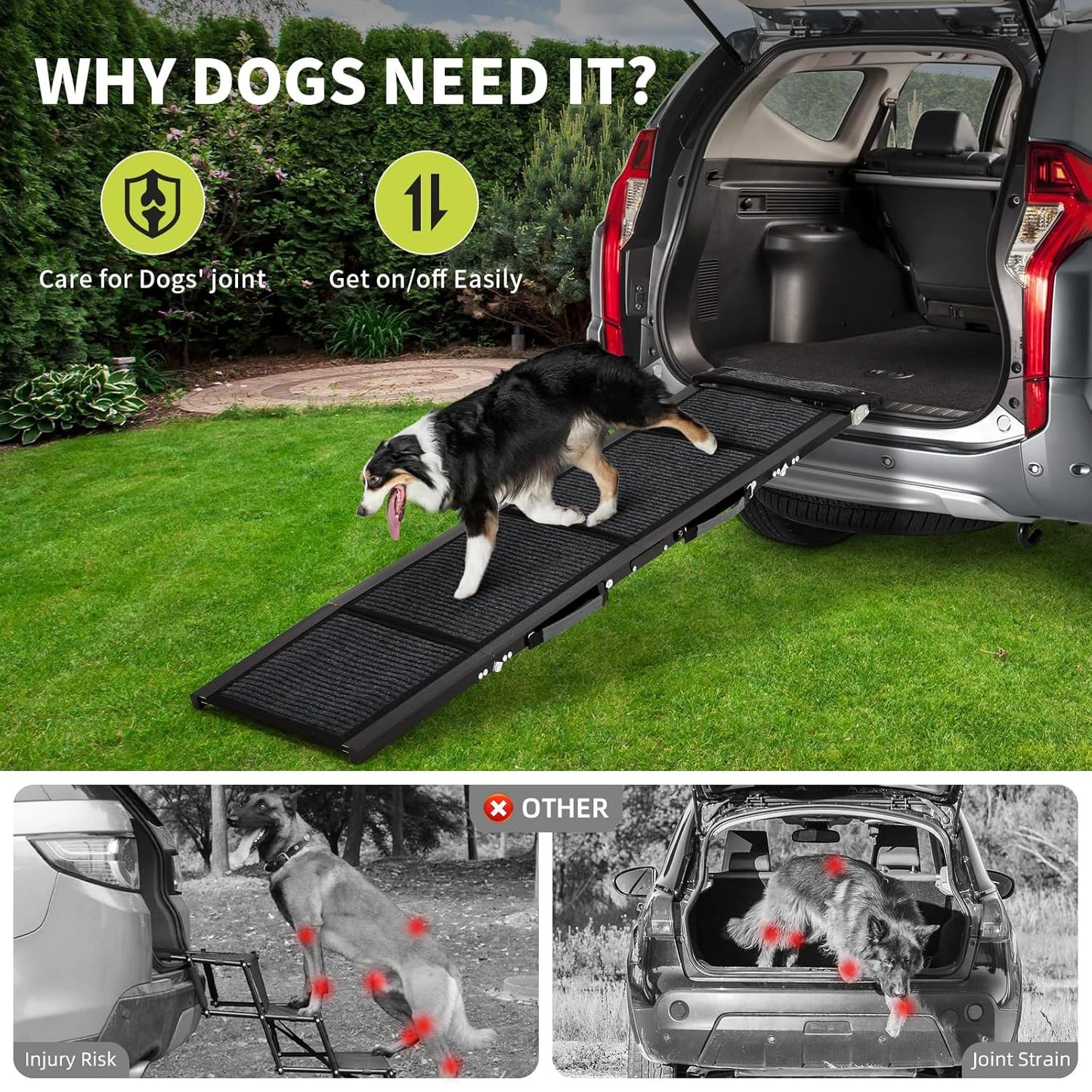 HiMISSDog Upgraded Folding Dog Car Ramp With Non Slip Surface