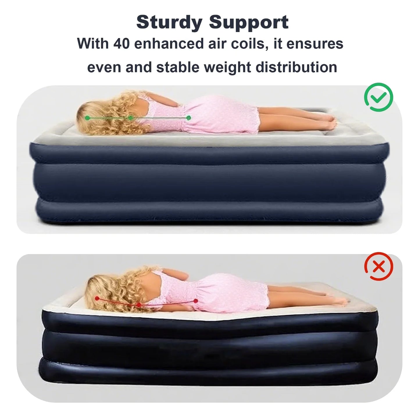 Inflatable PVC Outdoor Bed With Built-In Pump Portable Camping