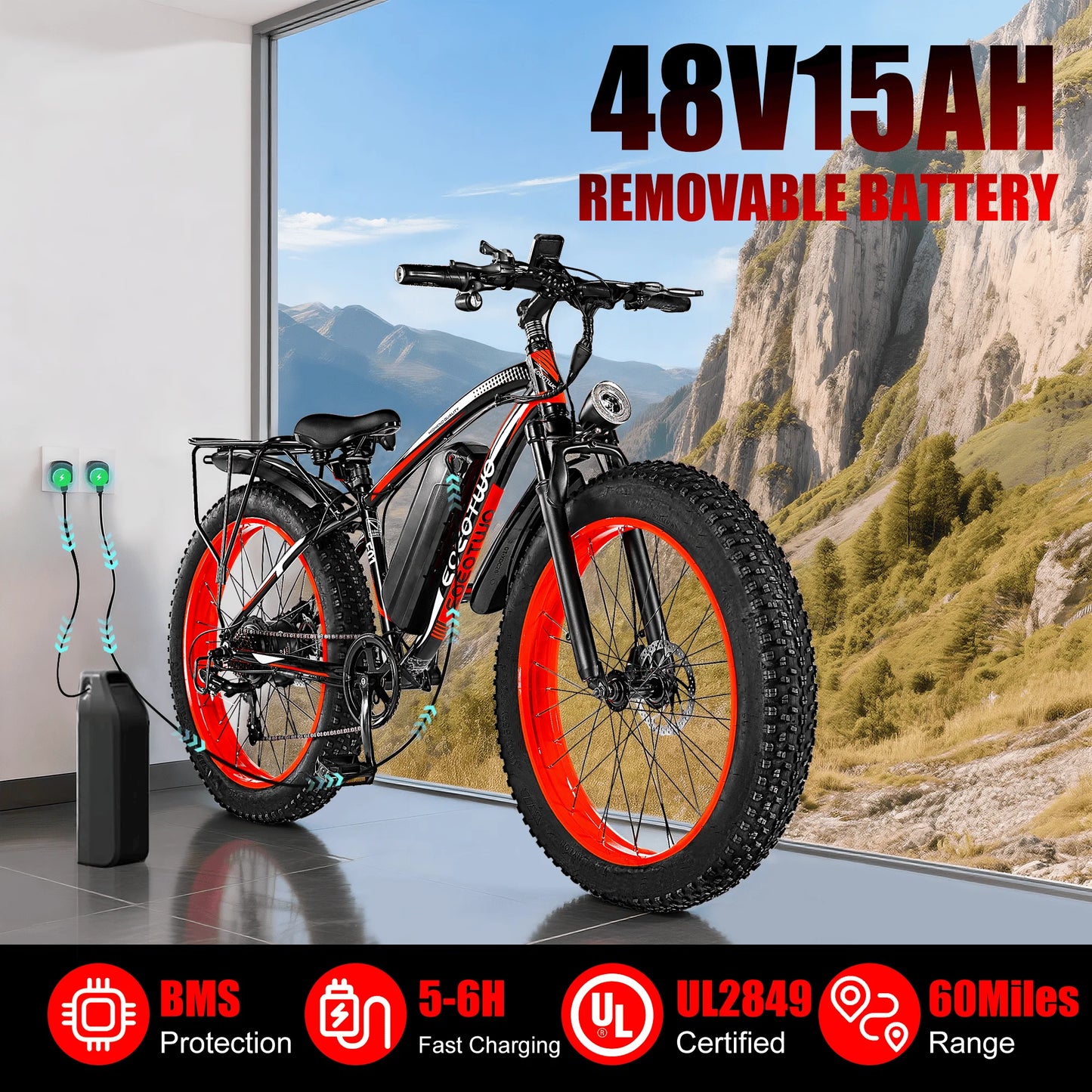 EOEOTWO 1500W E-Bike With 34MPH Speed And 48V Battery
