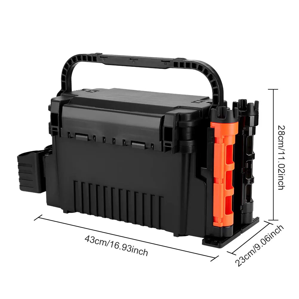Two Tier Fishing Tackle Box With Cup and Rod Holder