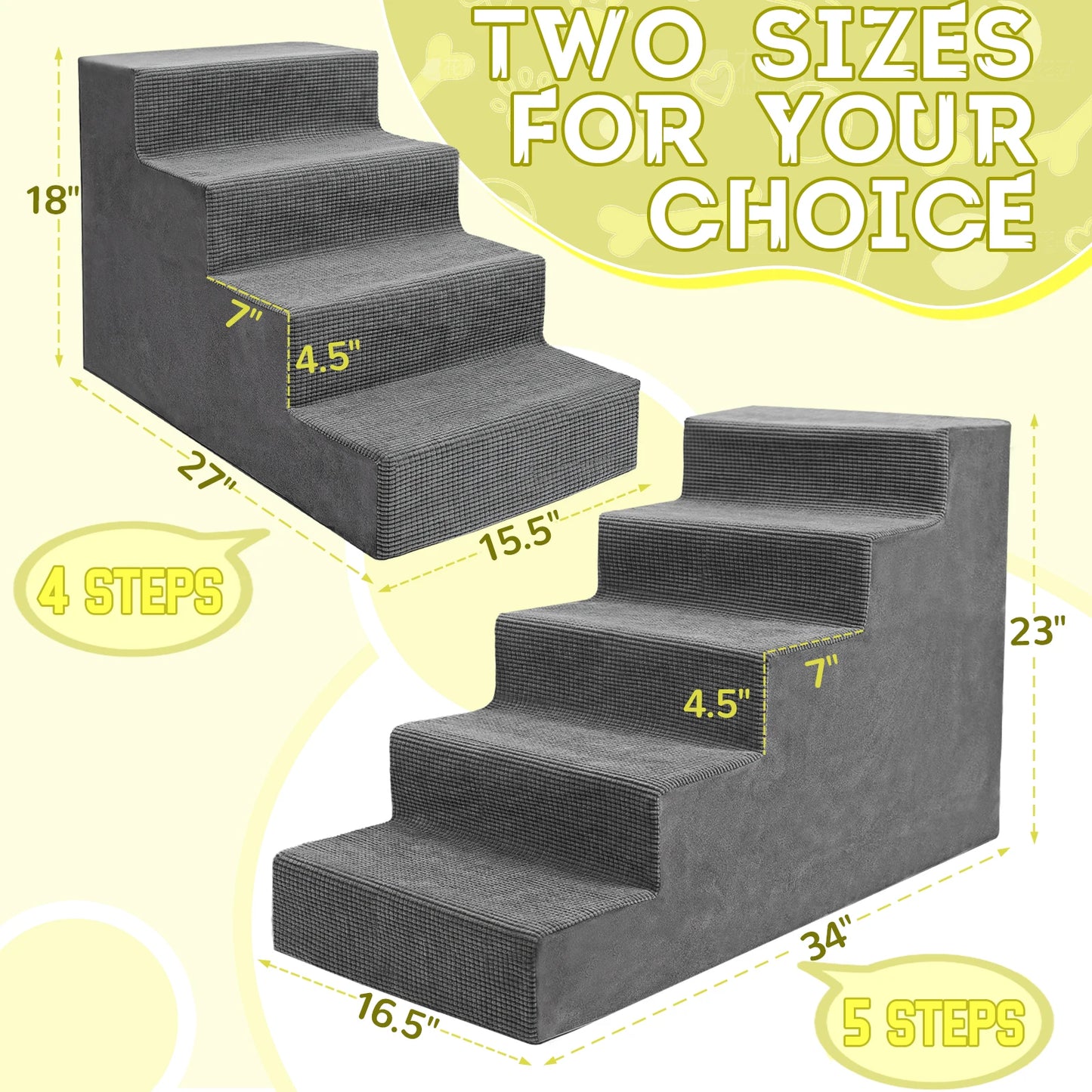 Niubya 4 Tier Pet Stairs Non Slip Foam Steps Deluxe