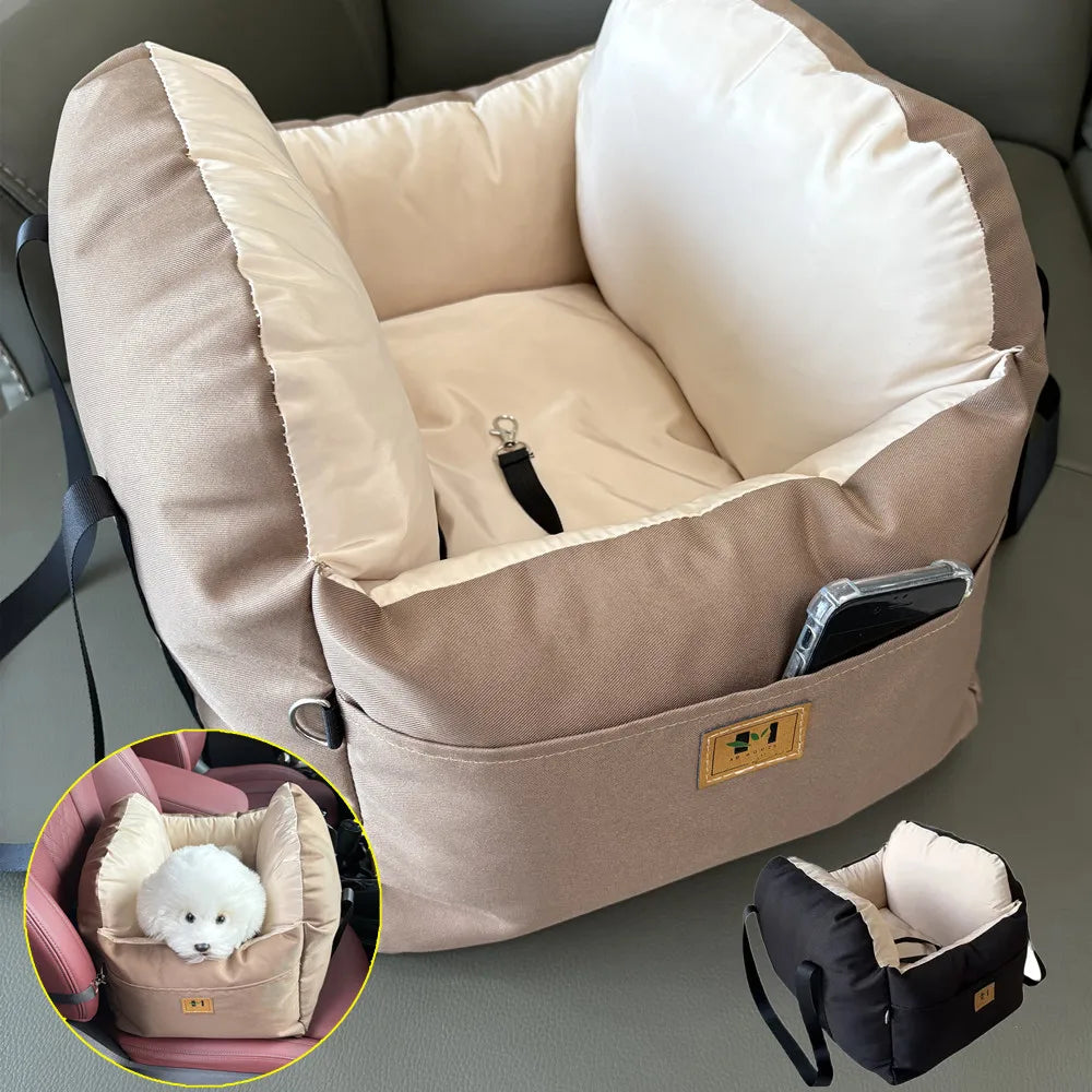 Dog Car Seat With Safety Belt All Season Travel Cushion