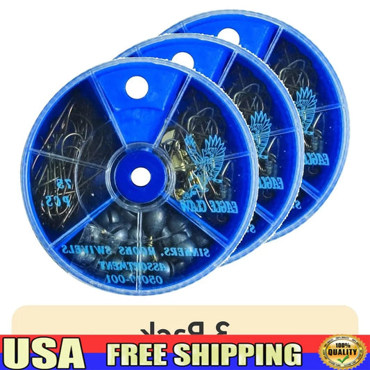 75 Pieces Hook Swivel Sinker Assortment Kit For Bass Fishing
