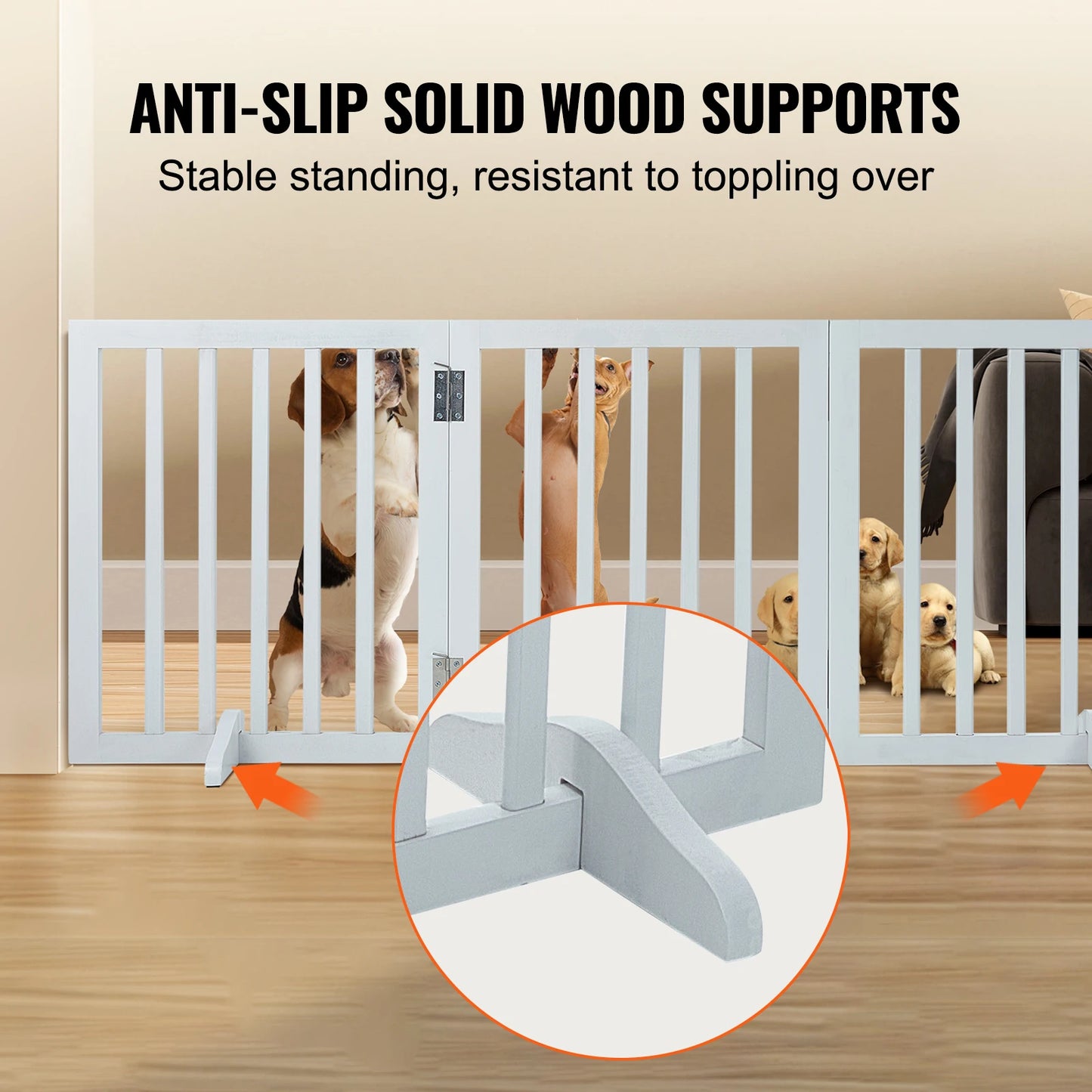 SucceBuy Freestanding Dog Gate 3 Panels Foldable Barrier for Narrow Passages