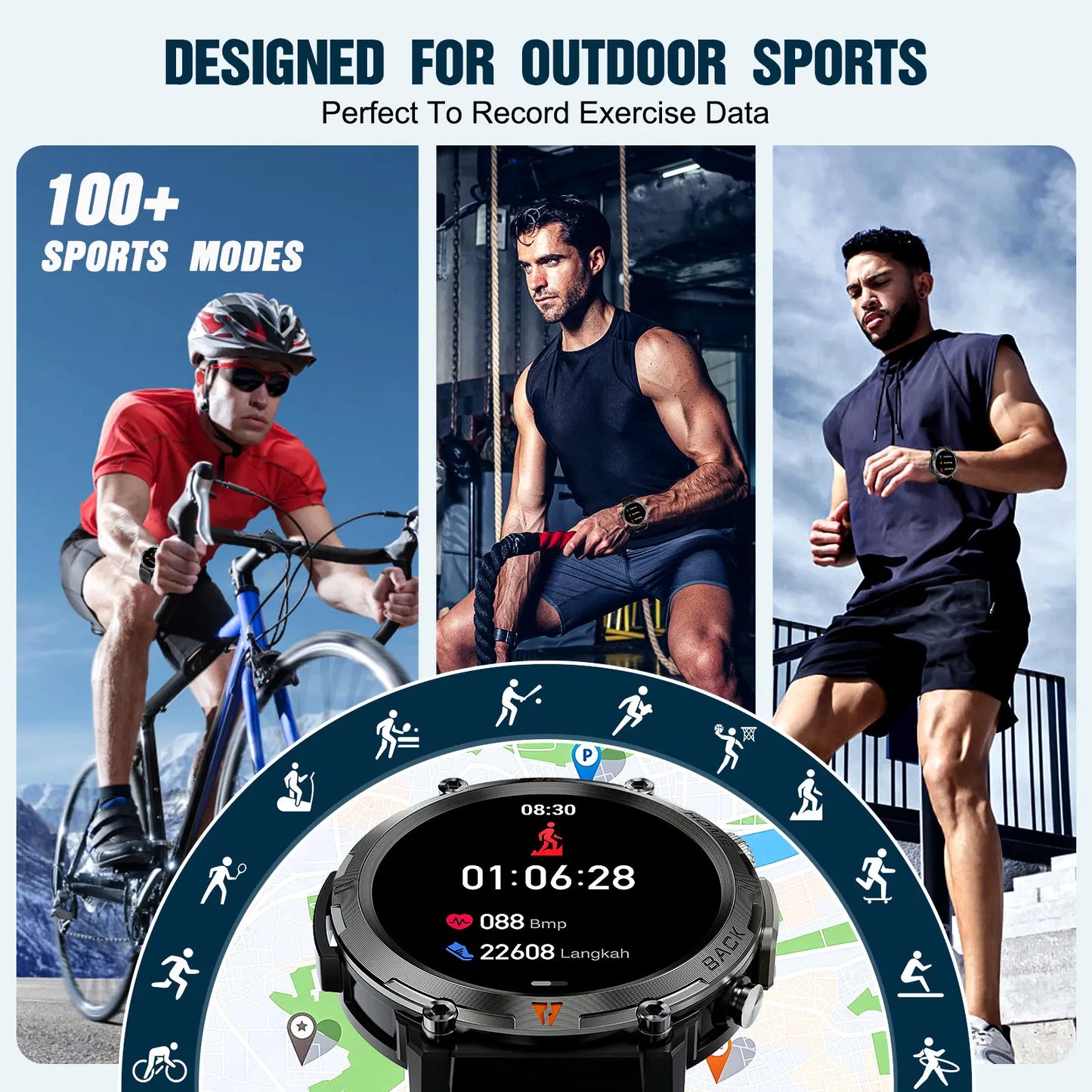 LaNikar KE3 Bluetooth Call Smart Watch For Men Full Touch Health Monitor