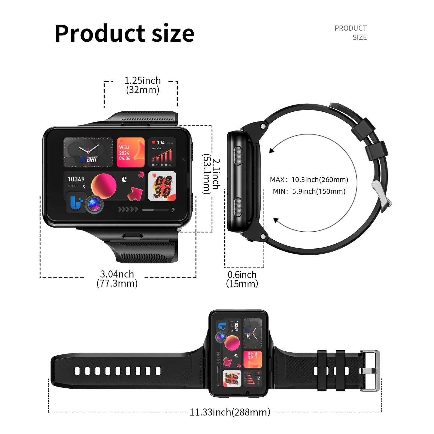 LOKMAT Android Smartwatch With 4G Dual Camera For Video Calls