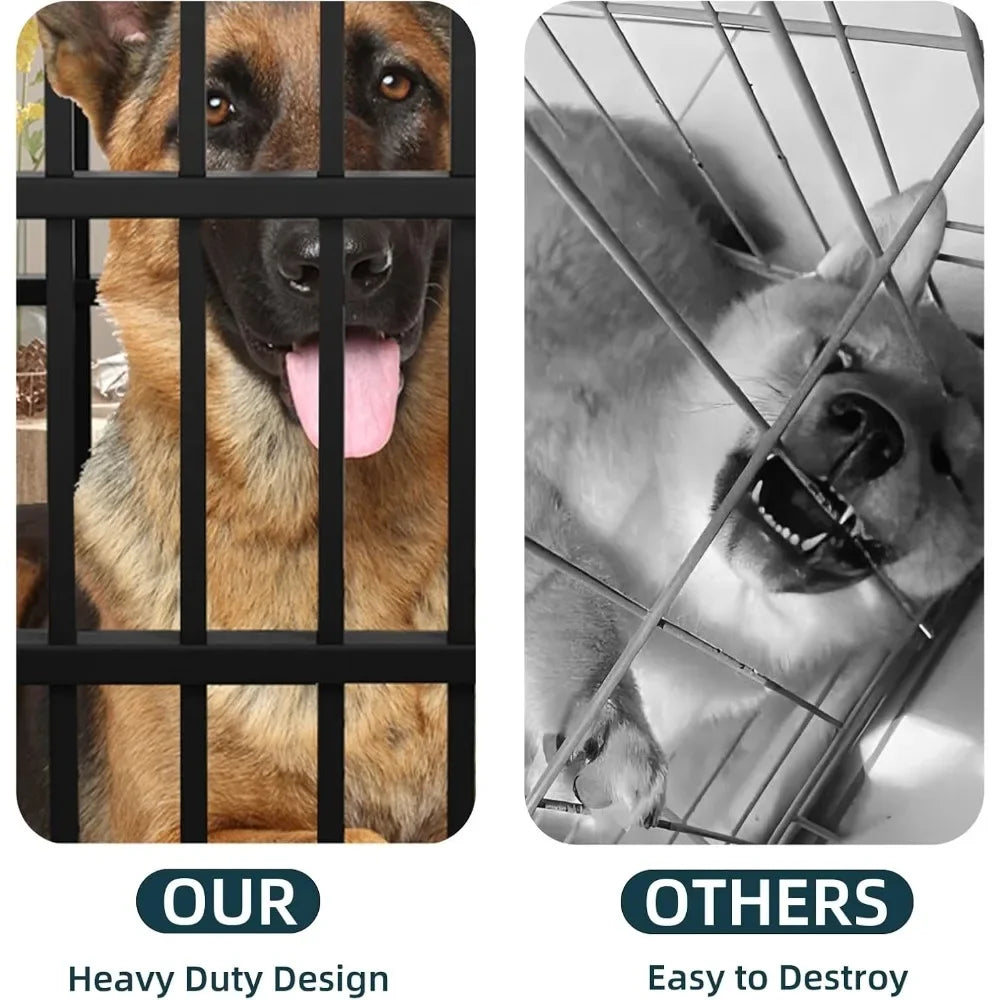 Heavy Duty Dog Crate With Lockable Wheels And Double Doors