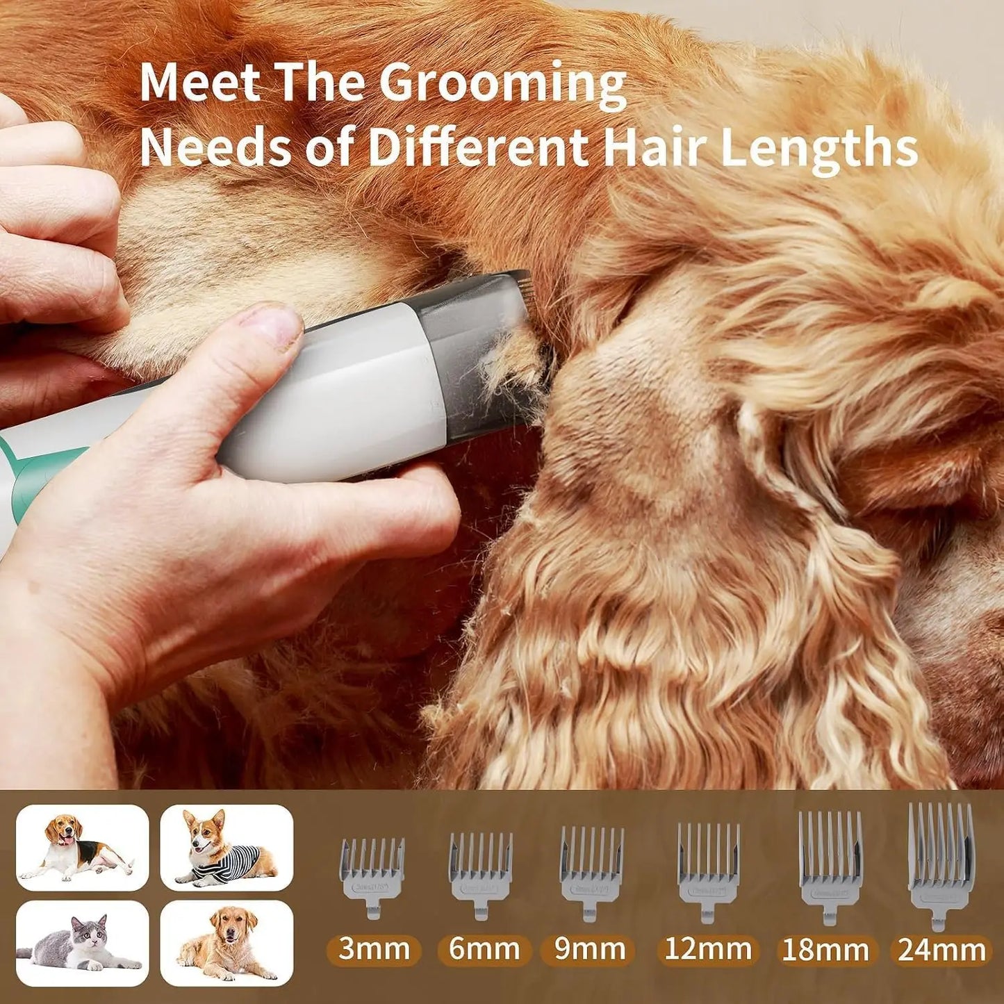 Pet Grooming Vacuum Kit With Clipper And Nail Grinder Tools