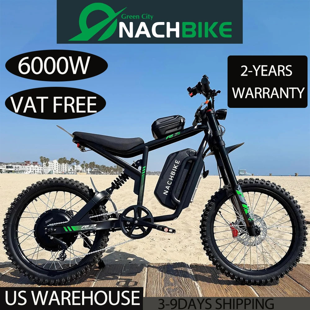 R3 6000W Electric Dirt Bike With 60V 25Ah Battery 50 Miles