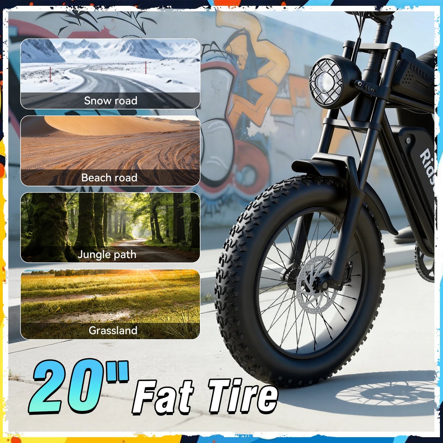 RIDSTAR MINI30 1500W Electric Bike for Adults Fat Tire Mountain