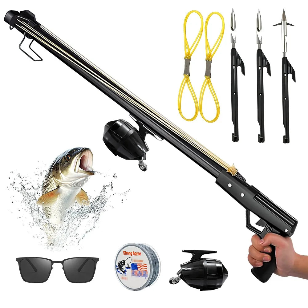 Fishing Slingshot Rod With Reel Aluminum Portable Fishing Tool