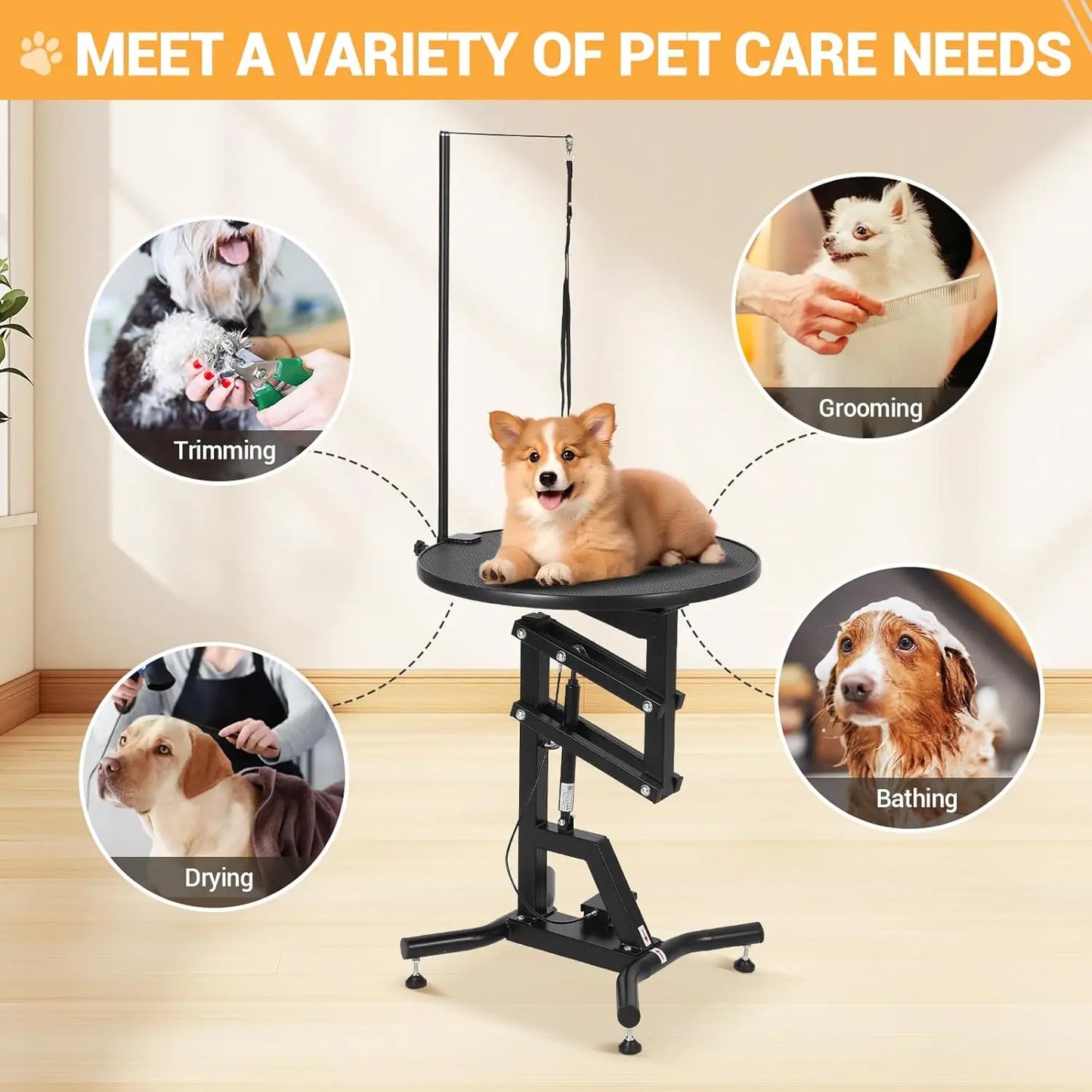 HiMISS 360 Rotating Hydraulic Dog Grooming Table for Small Dogs