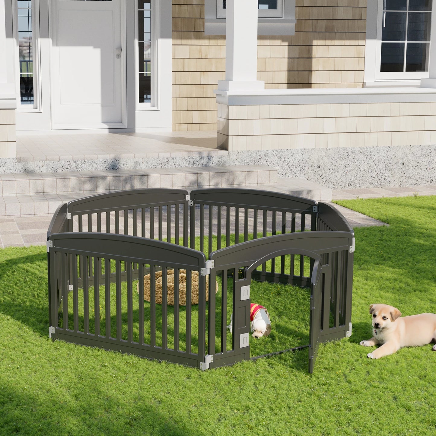 JHK Plastic Dog Playpen Six Panel Expandable Pet Fence