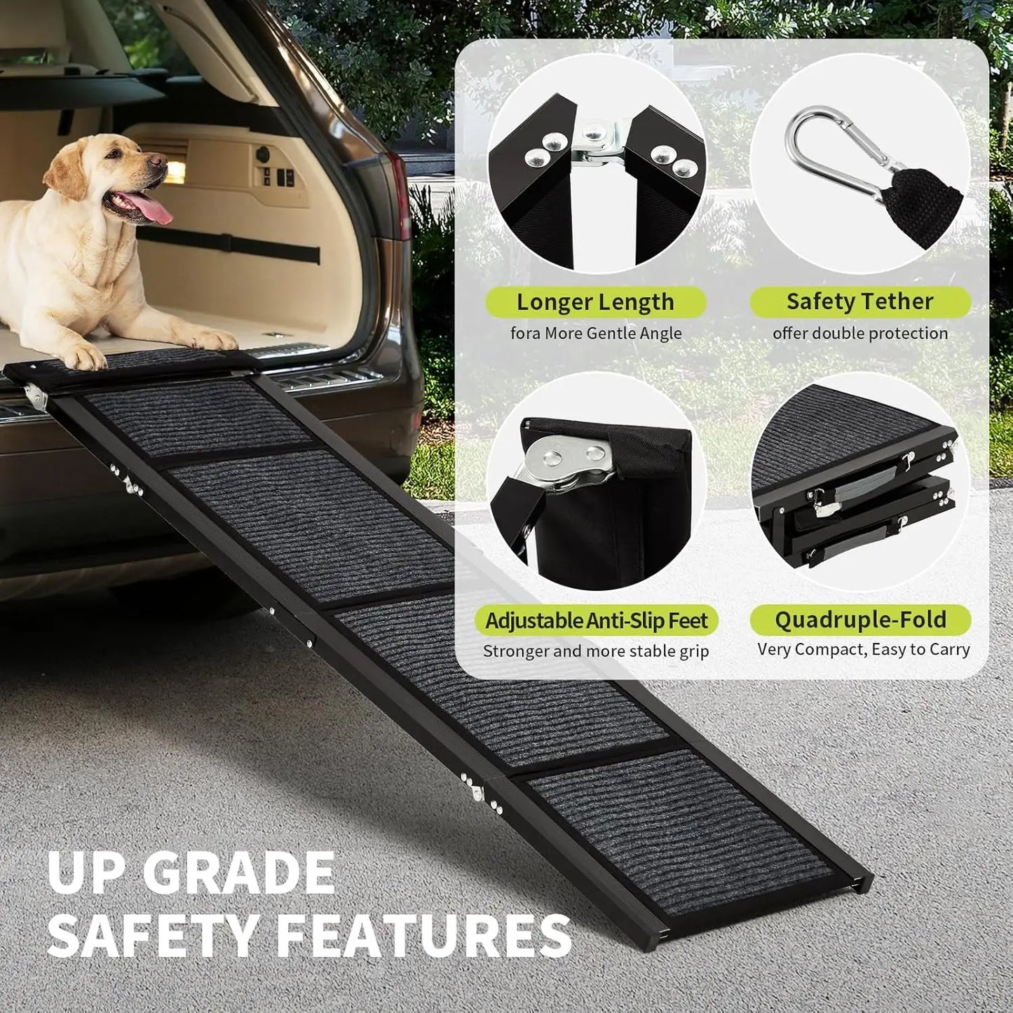 HiMISSDog Upgraded Folding Dog Car Ramp With Non Slip Surface